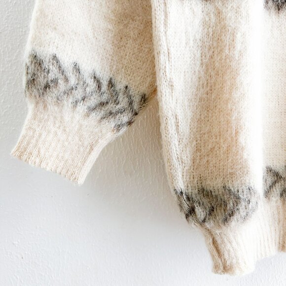 VINTAGE 70's Yoke Icelandic Lopapeysa 100% Pure Wool and Mohair Sweater - Picture 8 of 9